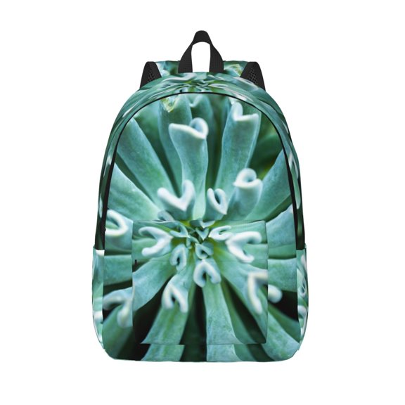 Vsdgher Teal Cactus Print Canvas Backpack Travel Rucksack Unisex Knapsack 15.7/17.7Inch Laptop Backpack for Work,College -Medium