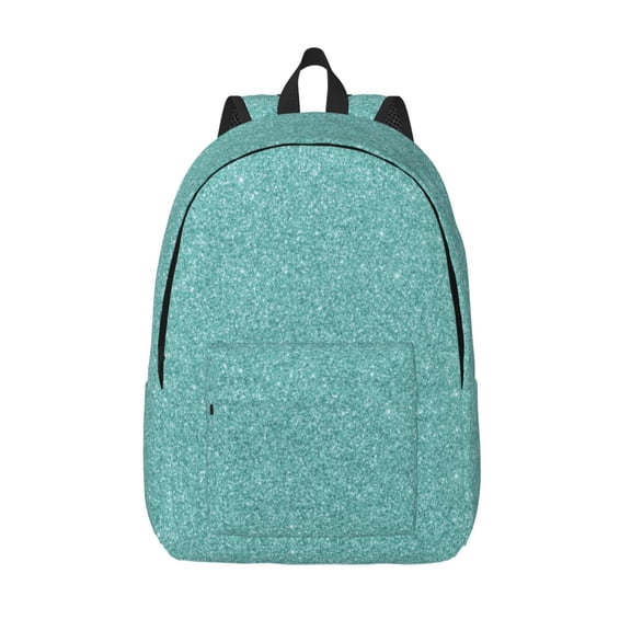 Vsdgher Teal Green Glitter Print Canvas Backpack Travel Rucksack Unisex Knapsack 15.7/17.7Inch Laptop Backpack for Work,College -Medium