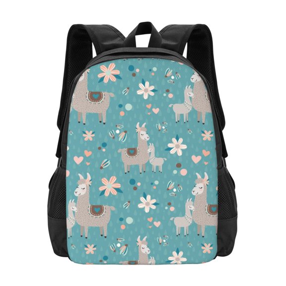 Vsdgher Teal Mama Llama Print Backpack for Women Men School Bookbag with Laptop Compartment for College Work Travel, Simple Fashion Casual Daypack, Fit 15" Laptop