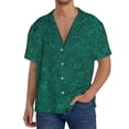 thumbnail image 1 of Vsdgher Teal Marble Men's Cuban Shirt, Hawaiian Shirts, Business Casual Button Down Shirts, Short Sleeve Shirt-XX-Large, 1 of 5
