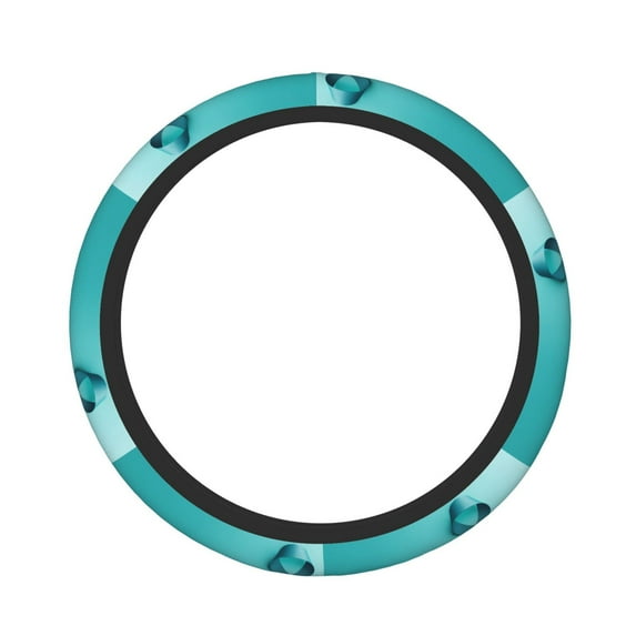 Vsdgher a Teal Ribbonin Pattern Elastic Car Steering Wheel Cover,Car Wheel Cover Protector Car Accessory for Steering Wheel with a Diameter of 14.5"-15"