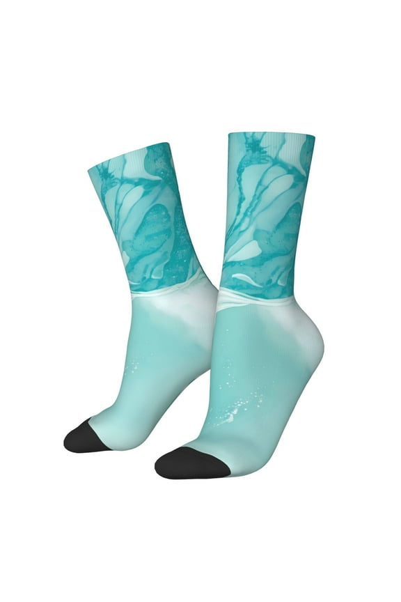 Teal Turquoise 1 Crew Socks for Men & Women, Breathable Casual Athletic Ankle Socks