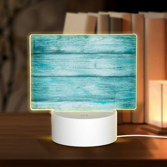 Vsdgher Teal Turquoise Wood Rectangular Acrylic Night Light Acrylic Sleep Night Light Friend Gifts for Birthday Gifts for Women Teens Boys Girls