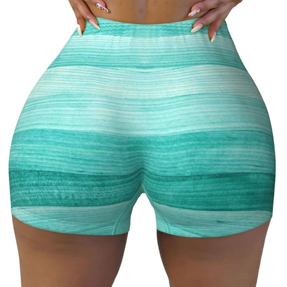 Vsdgher Teal Turquoise print Workout Shorts for Women Seamless Soft Smooth Gym Yoga Scrunch Active Exercise Fitness Shorts
