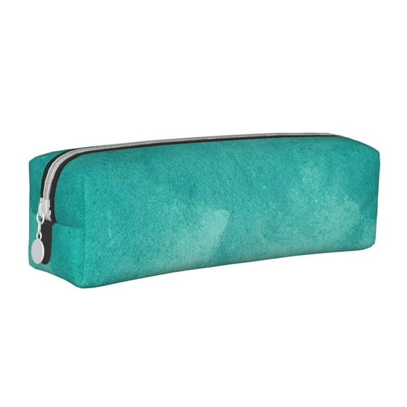 Vsdgher Teal Turquoise1 Leather Pencil Case, Makeup Pouch, Zipper Pouch for Daily Essentials, Storage Organizer, Cosmetics and Stationary Bag