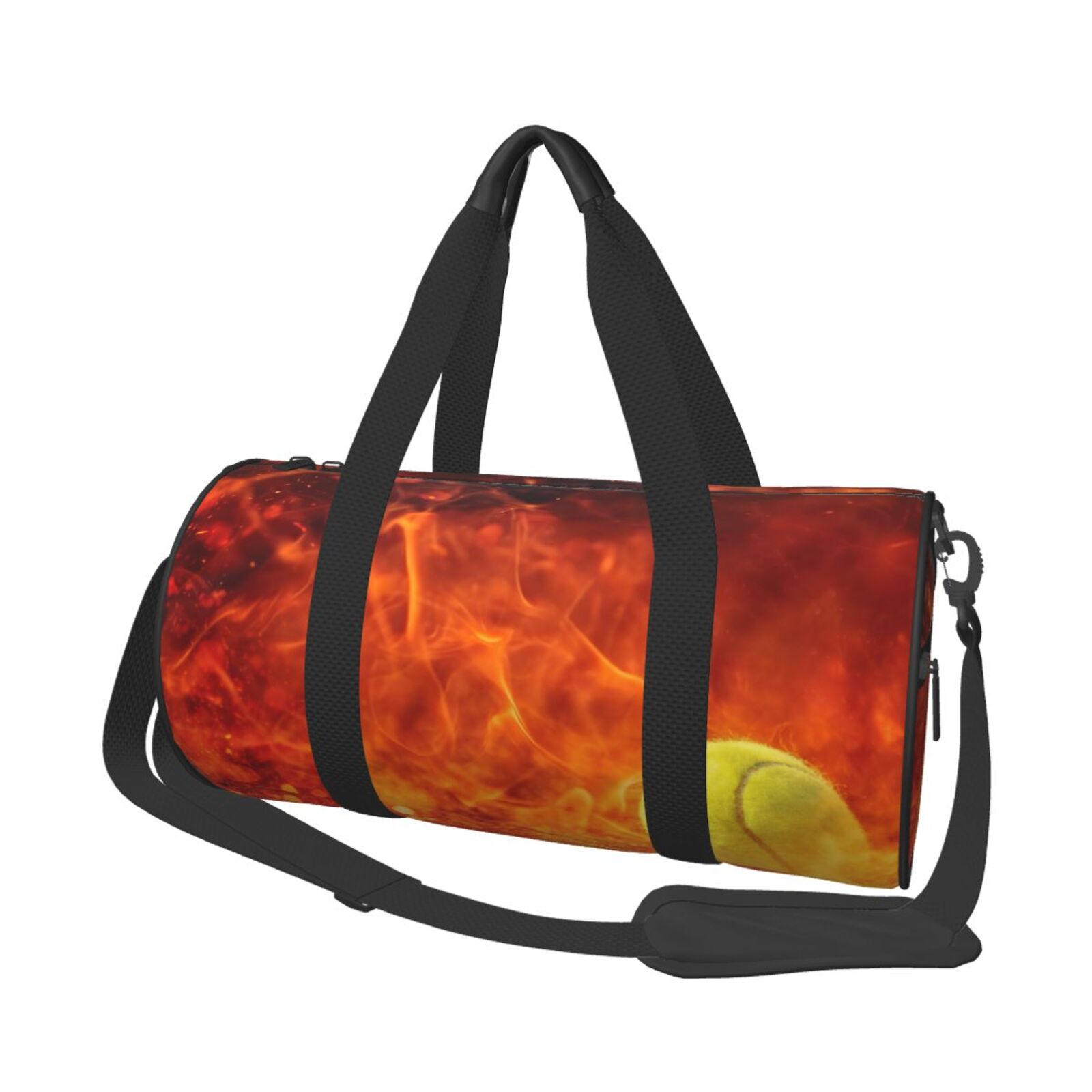 Vsdgher Tennis Ball In Fire 45L Foldable Duffel Bag, Sports Gym Bag,Overnight Bag, Portable Weekender Bag for Airplanes