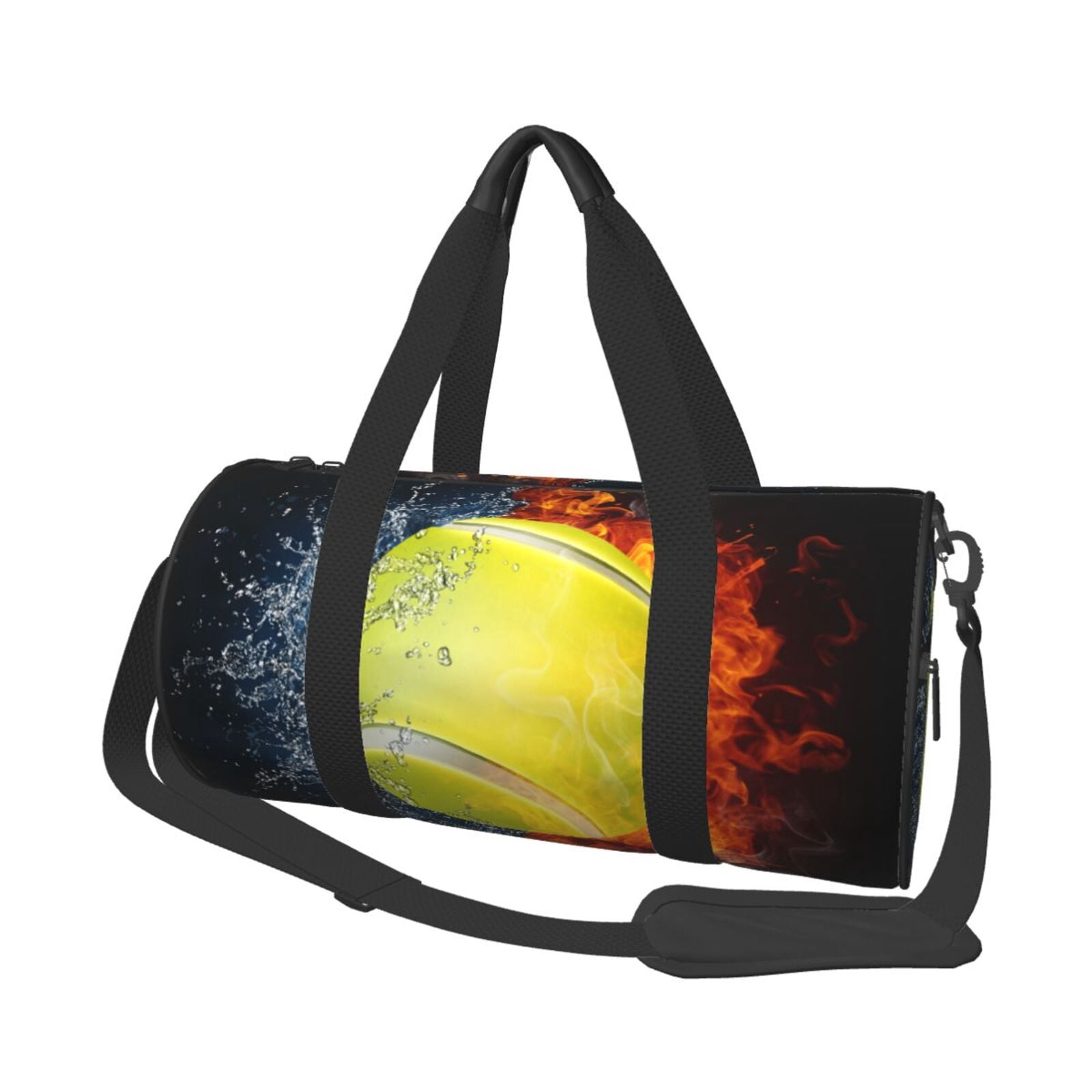 Vsdgher Tennis Ball In Fire And Water 45L Foldable Duffel Bag, Sports Gym Bag,Overnight Bag, Portable Weekender Bag for Airplanes