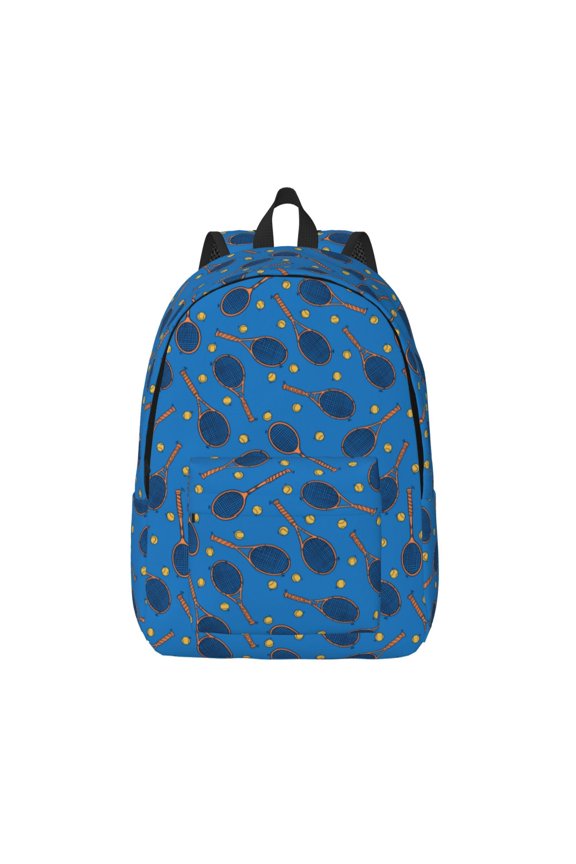 Tennis Rackets 1 Print Canvas Backpack Travel Rucksack Unisex Knapsack 15.7/17.7Inch Laptop Backpack for Work,College -Medium