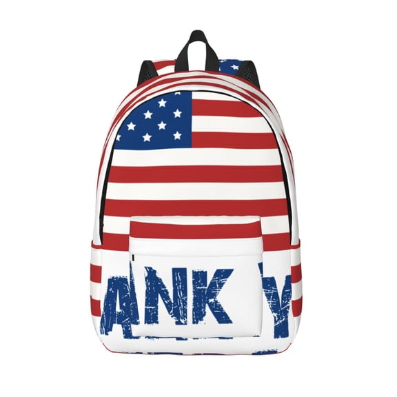 Vsdgher Thank You Veterans Print Canvas Backpack Travel Rucksack Unisex Knapsack 15.7/17.7Inch Laptop Backpack for Work,College -Medium