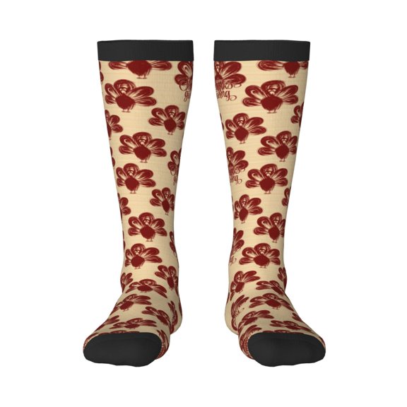 Vsdgher Thanksgiving Sketch Turkey Knee Socks, High Socks Long Stretchy Sock Women Knee High Stocking, Long Socks for Women
