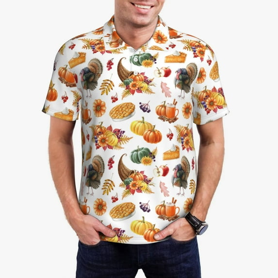 Vsdgher Thanksgiving Turkeys 1 Polo Shirts for Men, Men's Short Sleeve Stretch Polo Shirt, Shirts for Men-3X-Large