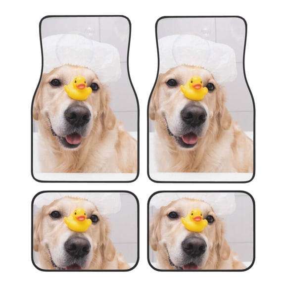Vsdgher The Dog Is Sitting In A Bubble Bath Car Foot Mat Set of 4 Pieces Universal Floor Liner Car Accessories Fits Most Cars, Trucks, Vans, sedans, SUV