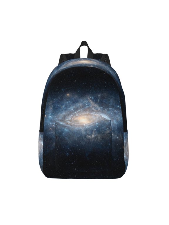 The Galaxy Print Canvas Backpack Travel Rucksack Unisex Knapsack 15.7/17.7Inch Laptop Backpack for Work,College -Small