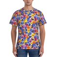 thumbnail image 1 of Vsdgher The Garden Tricolor Pansy Flower Print Men's Dry Fit Mesh Athletic Shirts Moisture Wicking Tennis T-Shirt Tops, 1 of 9