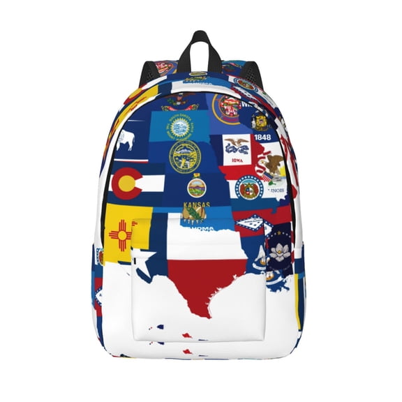 Vsdgher The Map Of United States Print Canvas Backpack Travel Rucksack Unisex Knapsack 15.7/17.7Inch Laptop Backpack for Work,College -Medium