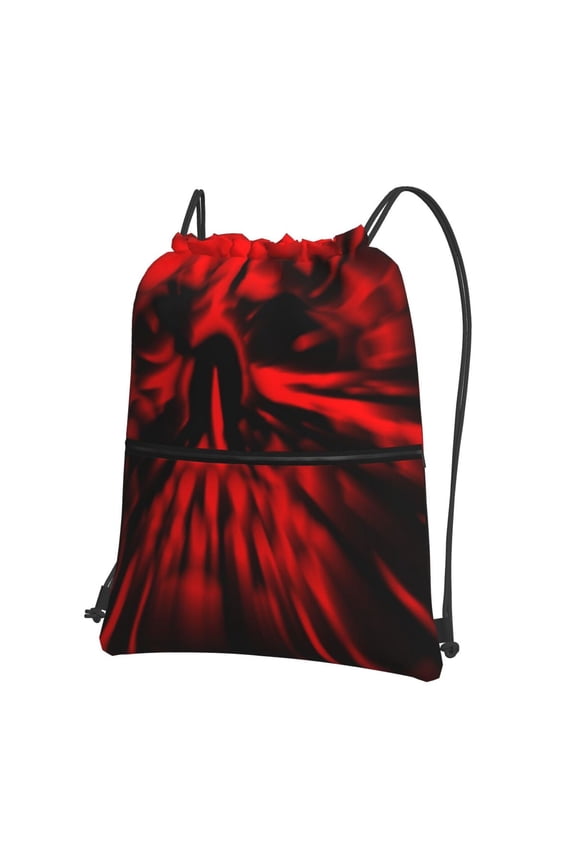 The Red Head Skull Drawstring Backpack Water Resistant String Bag Sports Sackpack Gym Sack for Men Women