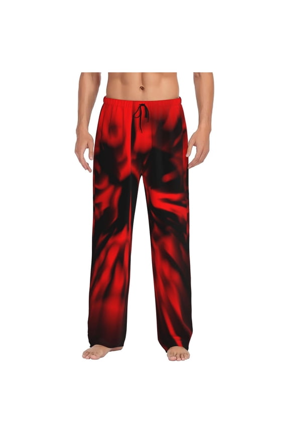 The Red Head Skull Mens Pajama Pants Sleep & Lounge Pants, PJ Pants-Large