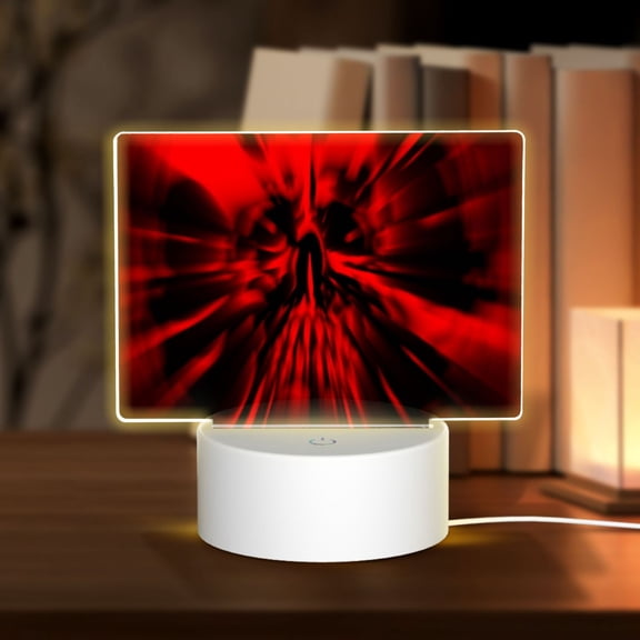 Vsdgher The Red Head Skull Rectangular Acrylic Night Light Acrylic Sleep Night Light Friend Gifts for Birthday Gifts for Women Teens Boys Girls