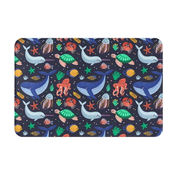 Vsdgher The Underwater World print Flannel Anti-Slip Floor Mat Comfort Mat Floor Carpet for Decor, Non-Slip, Home, Office, Laundry, Durable