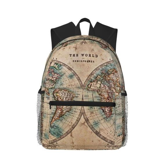 Vsdgher The World is Hemisphere Print Unisex Large Capacity Bookbag Schoolbag Casual Daypack for High School/College/Teens/Travel/Work