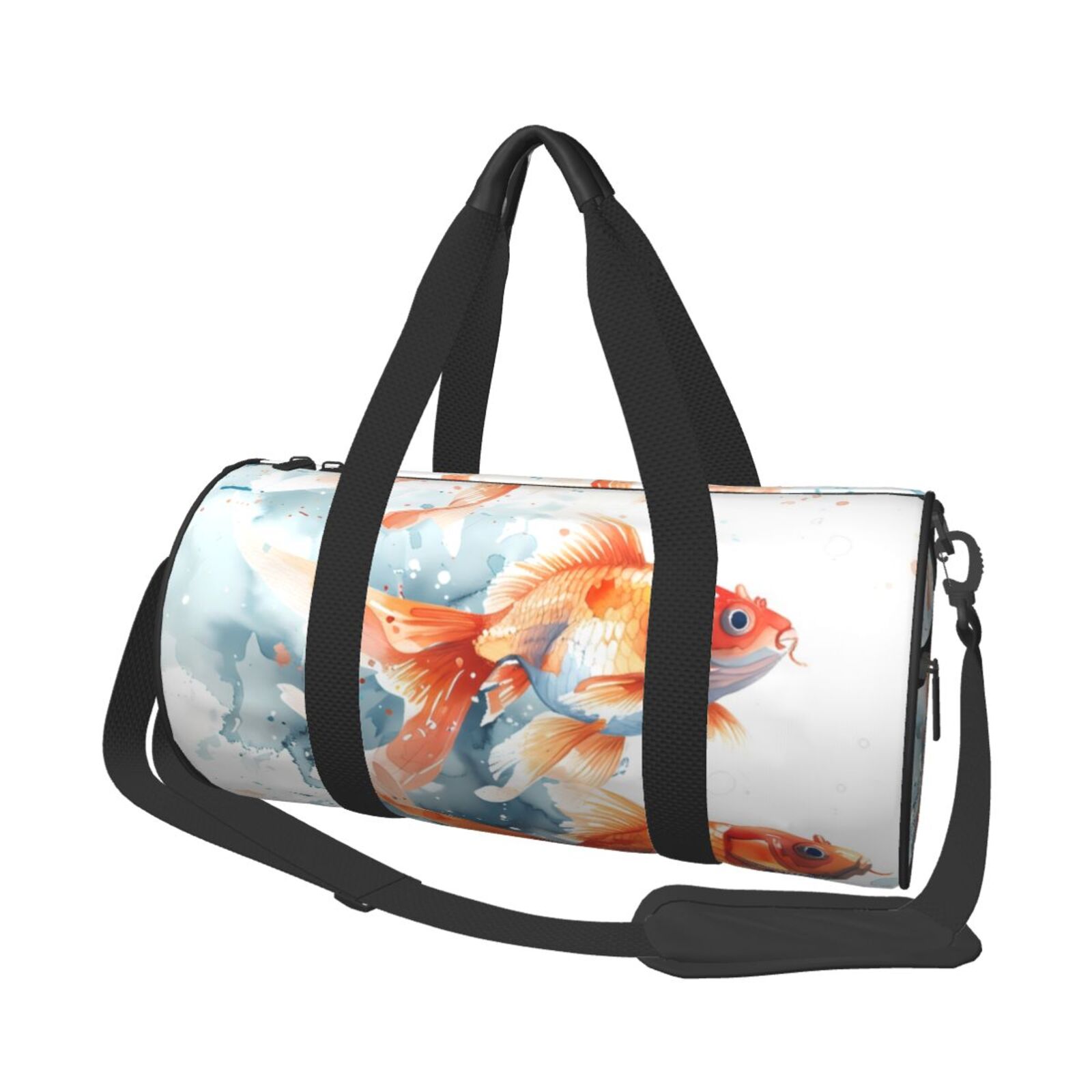 Vsdgher Three Goldfish Watercolor Splash 45L Foldable Duffel Bag, Sports Gym Bag,Overnight Bag, Portable Weekender Bag for Airplanes