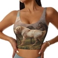 thumbnail image 1 of Vsdgher Three Horses Oil Painting Print Women Sleeveless Athletic Tank Top Built-in Bra Camisole Sports Vest for Yoga Running Fitness Exercise with Removable Pads, 1 of 8