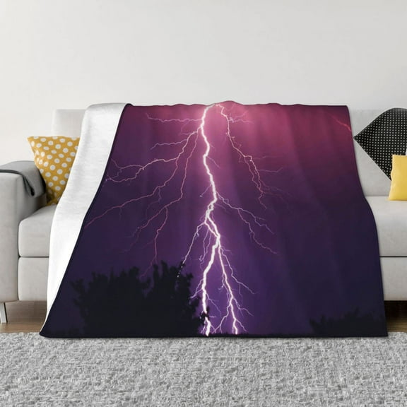 Vsdgher Thunderstorm Violet Purple Pattern Fleece Throw Blanket, Horizontal Fleece Bedding Home Decor for Couch & Bed All Season Use -40"x30"