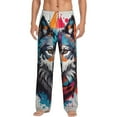 thumbnail image 1 of Vsdgher Tie-Dye Wolf Head Print Mens Pajama Pants Sleep & Lounge Pants, PJ Bottoms With elastic waistb and Pockets, 1 of 5