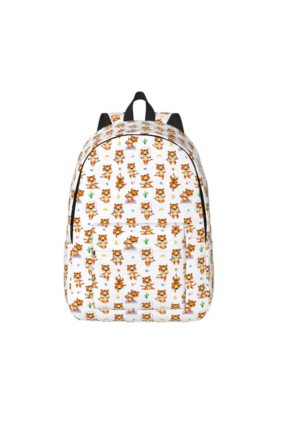 Tigers go in for Sports Print Canvas Backpack Travel Rucksack Unisex Knapsack 15.7/17.7Inch Laptop Backpack for Work,College -Medium