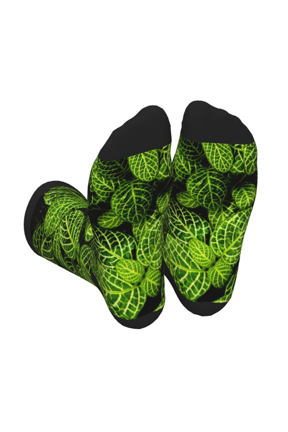 Tiny Green Fern Leaves Unisex Crew Socks Lightweight Breathable Ventilation Ankle Socks, Mid-calf socks for Daily