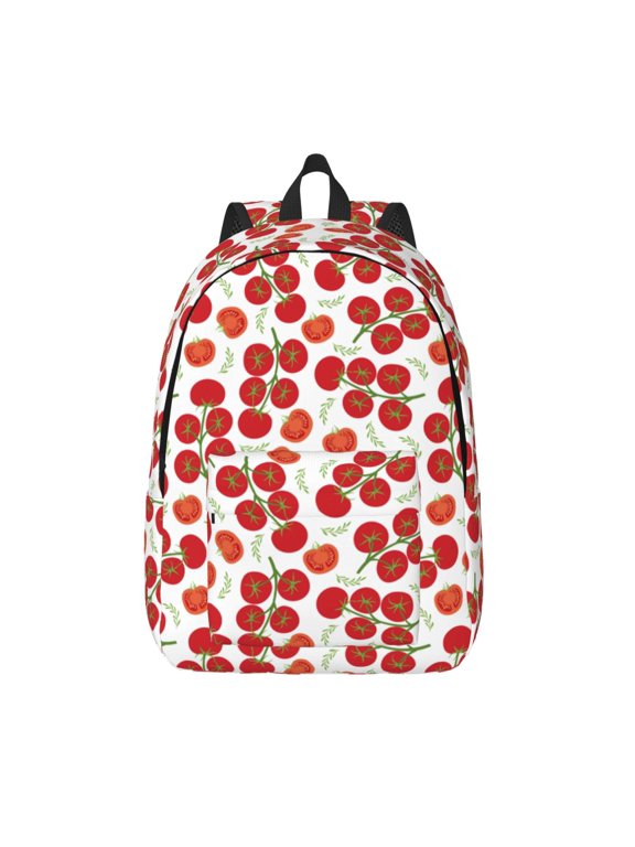 Tomato Print Canvas Backpack Travel Rucksack Unisex Knapsack 15.7/17.7Inch Laptop Backpack for Work,College -Medium