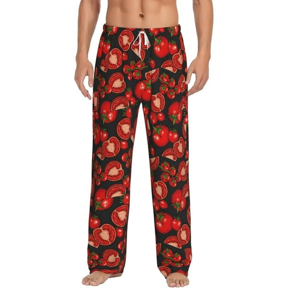 Vsdgher Tomato Print Mens Pajama Pants Sleep & Lounge Pants, PJ Bottoms With elastic waistb and Pockets