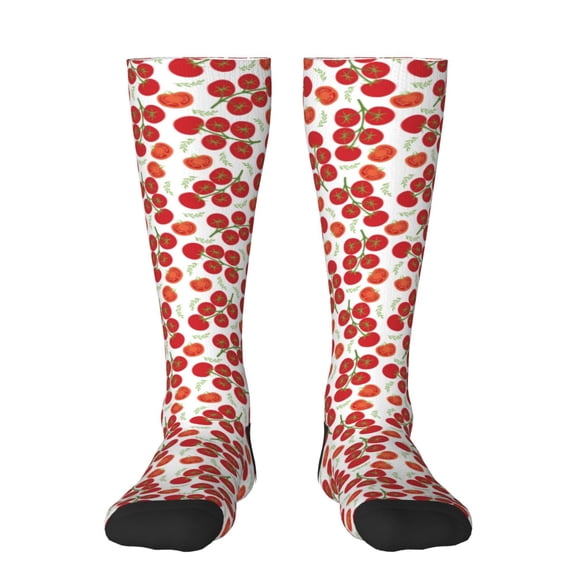 Vsdgher Tomato Print Thigh High Socks Extra Long Stretchy Sock Women Over Knee High Opaque Stocking Daily Wear