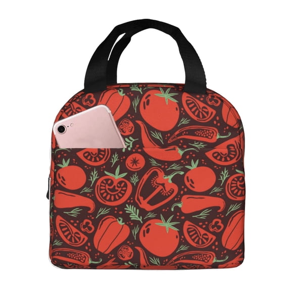 Vsdgher Tomatoes And Chili Lunch Bag, Lunch Box for Women Adult Men, Lunch Tote Insulated Cooler Lunch Container for Work/Office/Picnic/Travel