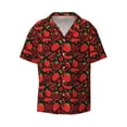 thumbnail image 1 of Vsdgher Tomatoes And Chili Print Men's Wrinkle Free Untucked Cuban Shirt Business Casual Button Down Shirts Short Sleeve Shirt, 1 of 1