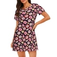 thumbnail image 1 of Vsdgher Tomatoes Pattern Womens Short Sleeve Sleepshirt Scoopneck Cute Nightdress Ruffle Comfy Nightgown, 1 of 6