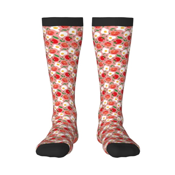 Vsdgher Tomatoes Print Thigh High Socks Extra Long Stretchy Sock Women Over Knee High Opaque Stocking Daily Wear