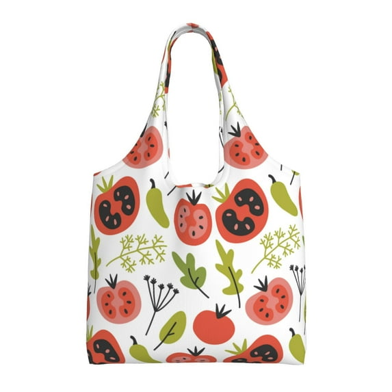 Vsdgher Tomatoes Print canvas Tote Bag, Lightweight Cloth Bags, Suitable for shopping, groceries, travel