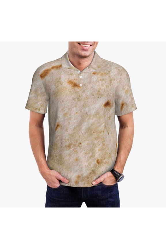 Tortilla Polo Shirts for Men, Men's Short Sleeve Stretch Polo Shirt, Shirts for Men-Large