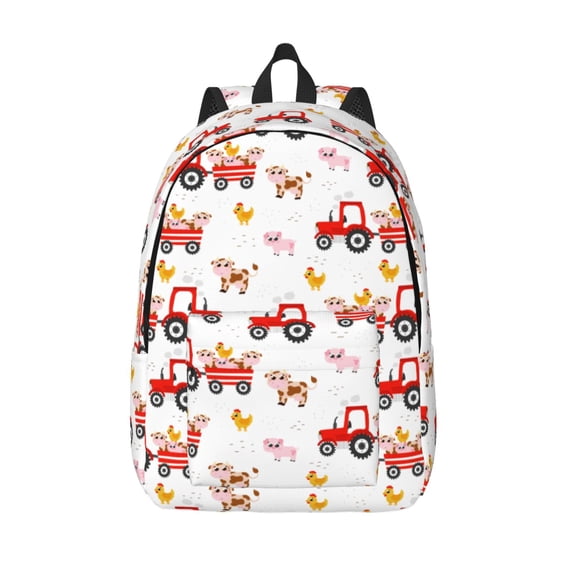 Vsdgher Tractor With Farm Animals Print Canvas Backpack Travel Rucksack Unisex Knapsack 15.7/17.7Inch Laptop Backpack for Work,College -Medium