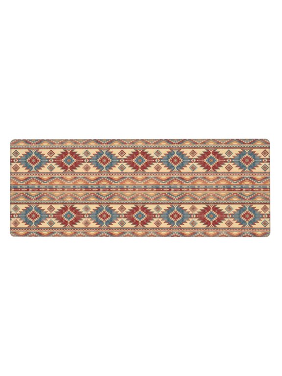 Traditional Tribal Aztec for Mouse Pad with Stitched Edges,Desk mat for Laptop,Computer & PC, Wristing Pad for Gamer,Office & Home,12 x 31.5 in