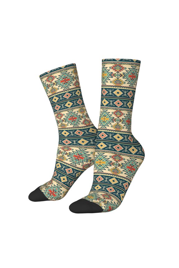 Traditional Tribal Aztec1 Crew Socks for Men & Women, Breathable Casual Athletic Ankle Socks