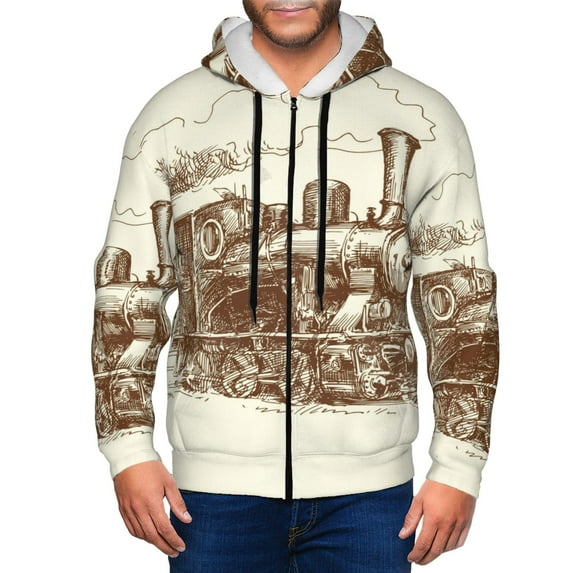 Vsdgher Train Mens Hoodies Zip Hoodie, Hoodies for Men, Zip-up Hooded Sweatshirt-Small