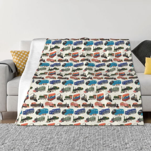 Vsdgher Train Pattern Fleece Throw Blanket, Horizontal Fleece Bedding Home Decor for Couch & Bed All Season Use -60"x50"
