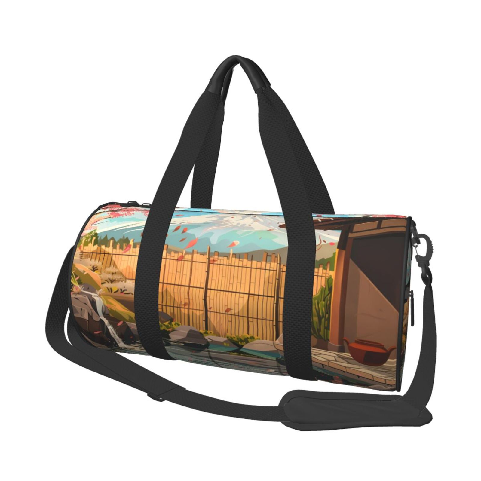 Vsdgher Tranquil Garden Landscape 45L Foldable Duffel Bag, Sports Gym Bag,Overnight Bag, Portable Weekender Bag for Airplanes