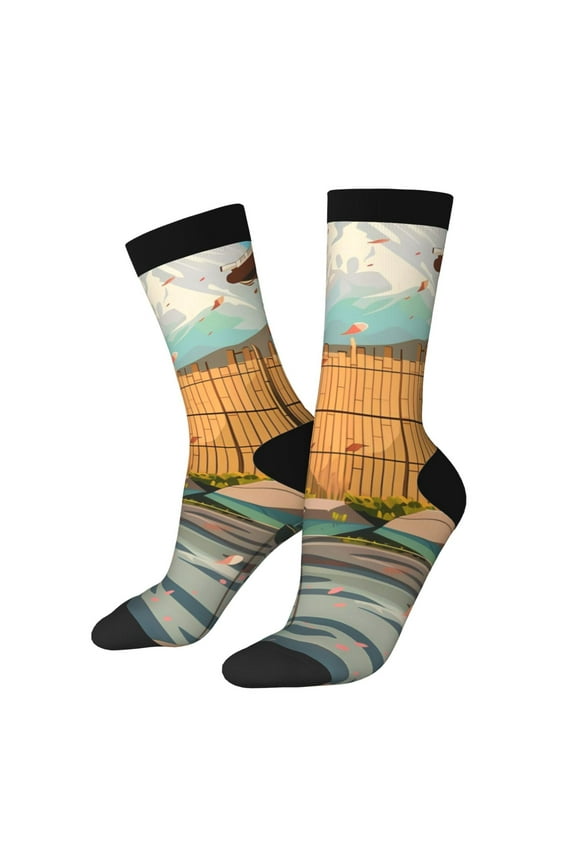 Tranquil Garden Landscape Crew Socks for Men & Women, Breathable Casual Athletic Ankle Socks