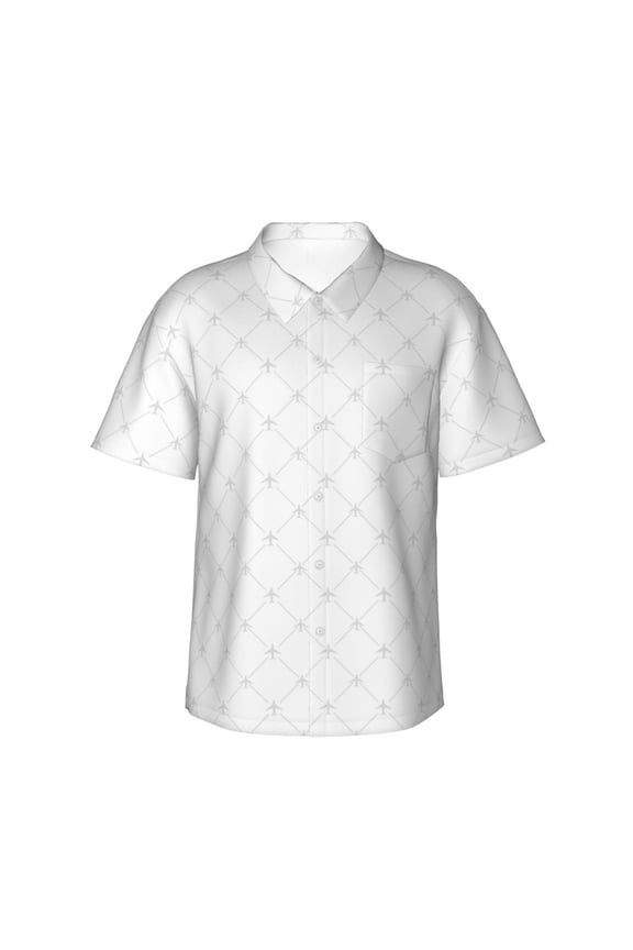 Travel Around The World Airplane Print Men's Hawaiian Shirts Button Down Tropical Holiday Beach Shirts Vacation Clothes,3X-Large