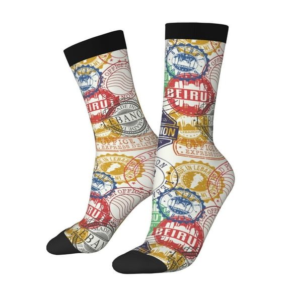 Vsdgher Travel Stamp Crew Socks for Men & Women, Breathable Casual Athletic Ankle Socks