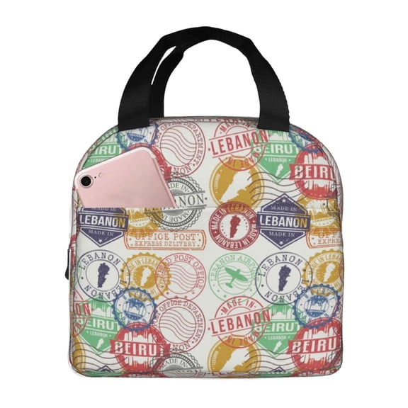Vsdgher Travel Stamp Lunch Bag, Lunch Box for Women Adult Men, Lunch Tote Insulated Cooler Lunch Container for Work/Office/Picnic/Travel