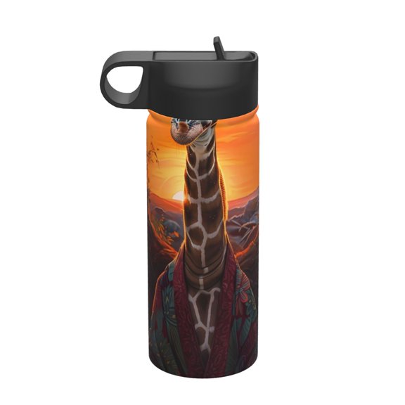 Vsdgher Tree Hollow Meditating Giraffe for Insulated Stainless Steel Water Bottle,18oz Sports Water Bottle Stainless Steel Reusable Tumbler for Sports, Travel, and School